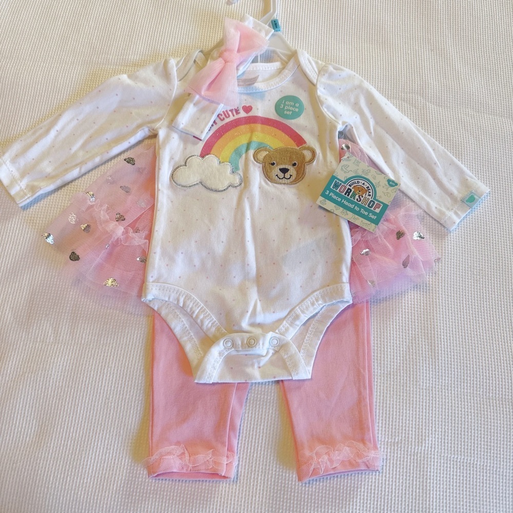 Build a Bear 3 pieces baby girl outfit size 6 months
